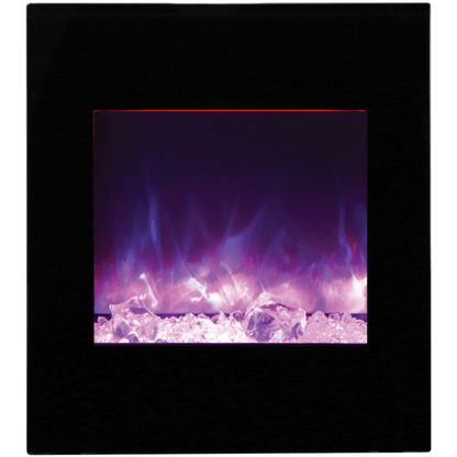 Amantii 24" LUMINA Corner Wall Mount Smart Electric Fireplace with Black Glass Surround and Log Set