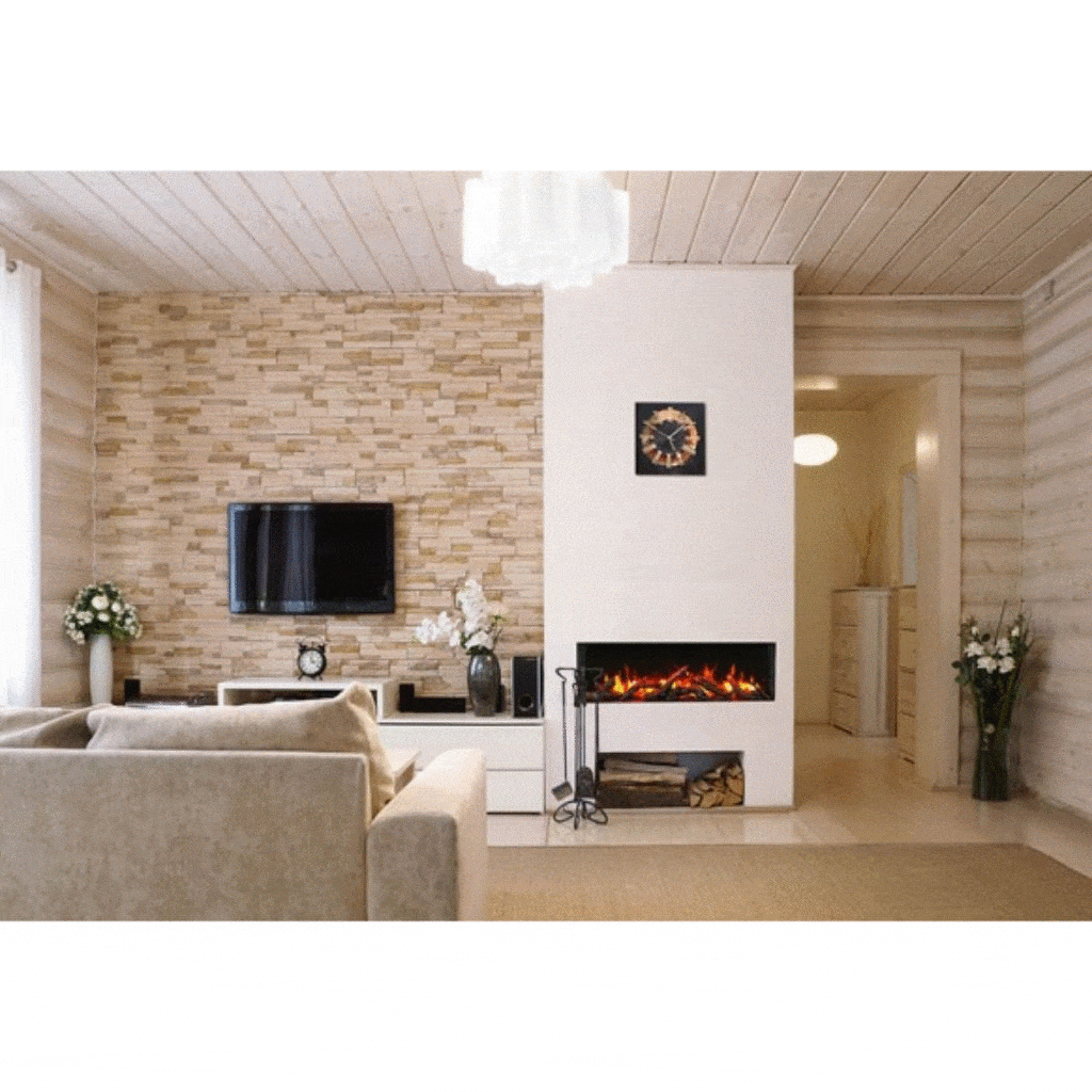 Amantii Tru-View 72" Three Sided Slim Glass Electric Fireplace