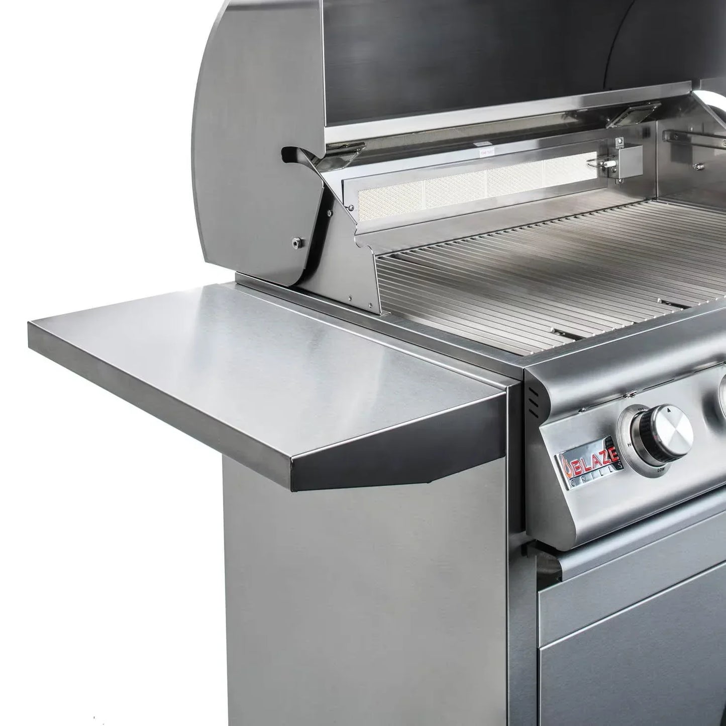 Blaze Grill Package - Premium LTE 32" 4-Burner Built-In Natural Gas Grill With Rear Infrared Burner and Lift-Assist Hood and  Grill Cart in Stainless Steel
