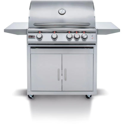 Blaze Grill Package - Premium LTE 32" 4-Burner Built-In Natural Gas Grill With Rear Infrared Burner and Lift-Assist Hood and  Grill Cart in Stainless Steel