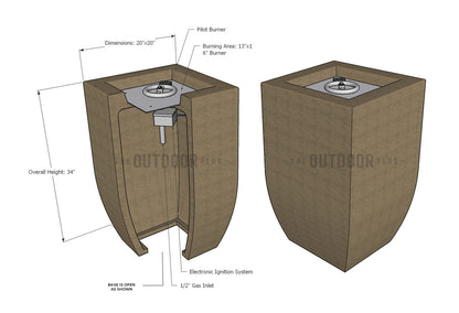 Baston Concrete Fire Pillar by The Outdoor Plus - Free Cover Included