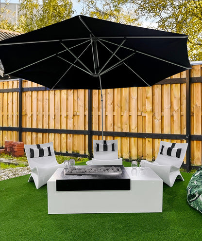 Moonstone Fire Pit  - Black & White Collection by The Outdoor Plus - Free Cover Included