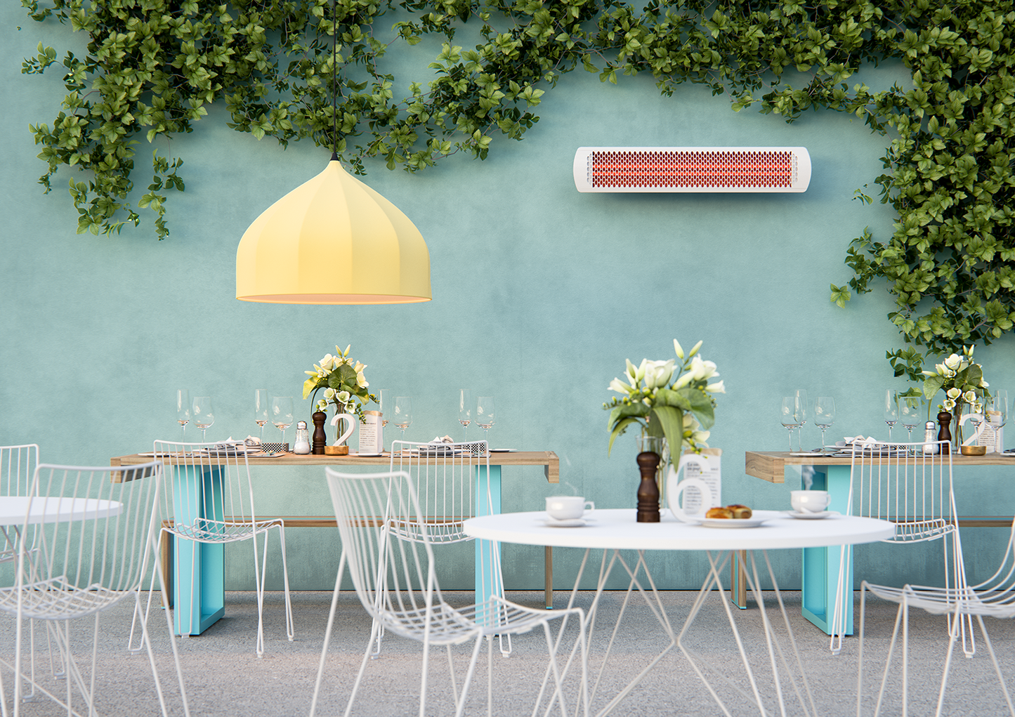 Bromic Heating Tungsten Smart-Heat 56" 6000 Watt 220-240V White Electric Patio Heater