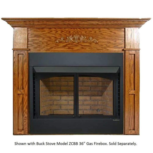Buck Stove Dark Oak Flush Mount Mantel for Vent Free Gas Firebox