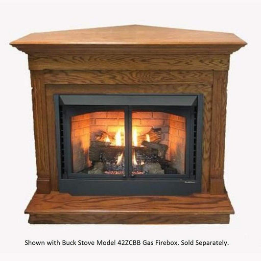 Buck Stove Deluxe Corner Mantel Dark Oak Finish for 42" ZCBB Model Gas Stoves and Fireboxes