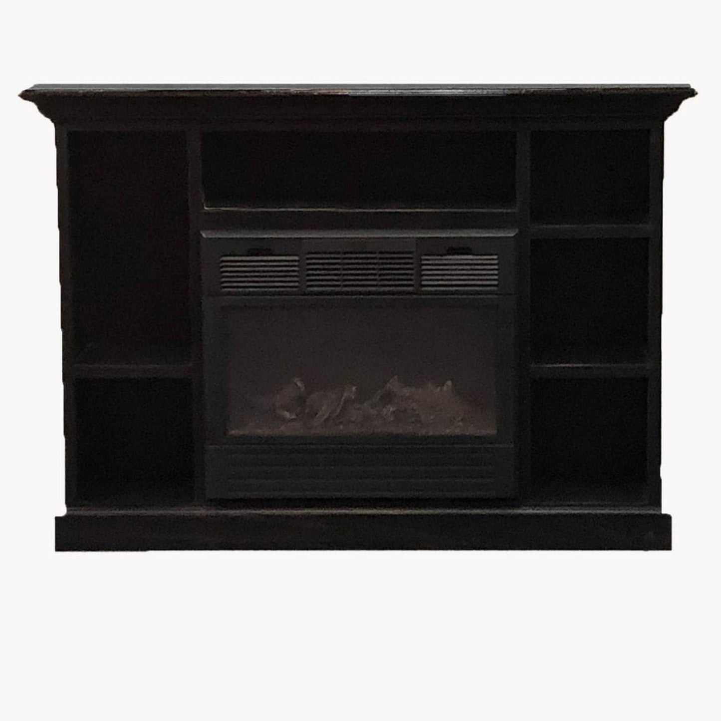 Buck Stove Model 1127 Vent Free Black Natural Gas Stove and Prestige Bookcase Black Mantel Combo