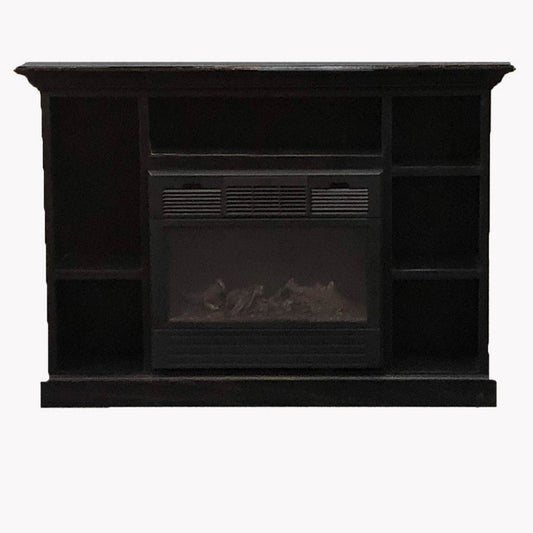Buck Stove Model 1127 Vent Free Black Natural Gas Stove and Prestige Bookcase Black Mantel Combo
