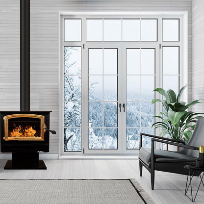 Buck Stove Model 74 Non-Catalytic and Blower Assembly Standard Wood Burning Stove With Gold Door Finish