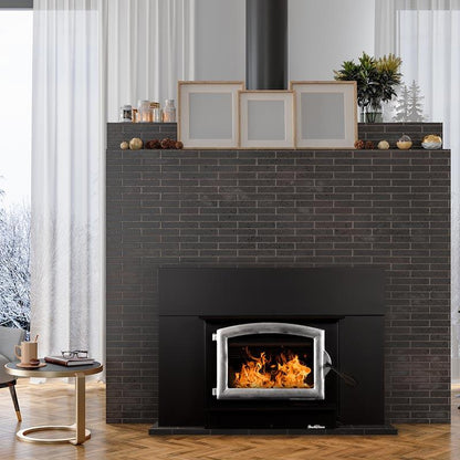 Buck Stove Model 74 Non-Catalytic and Blower Assembly Standard Wood Burning Stove With Pewter Door Finish