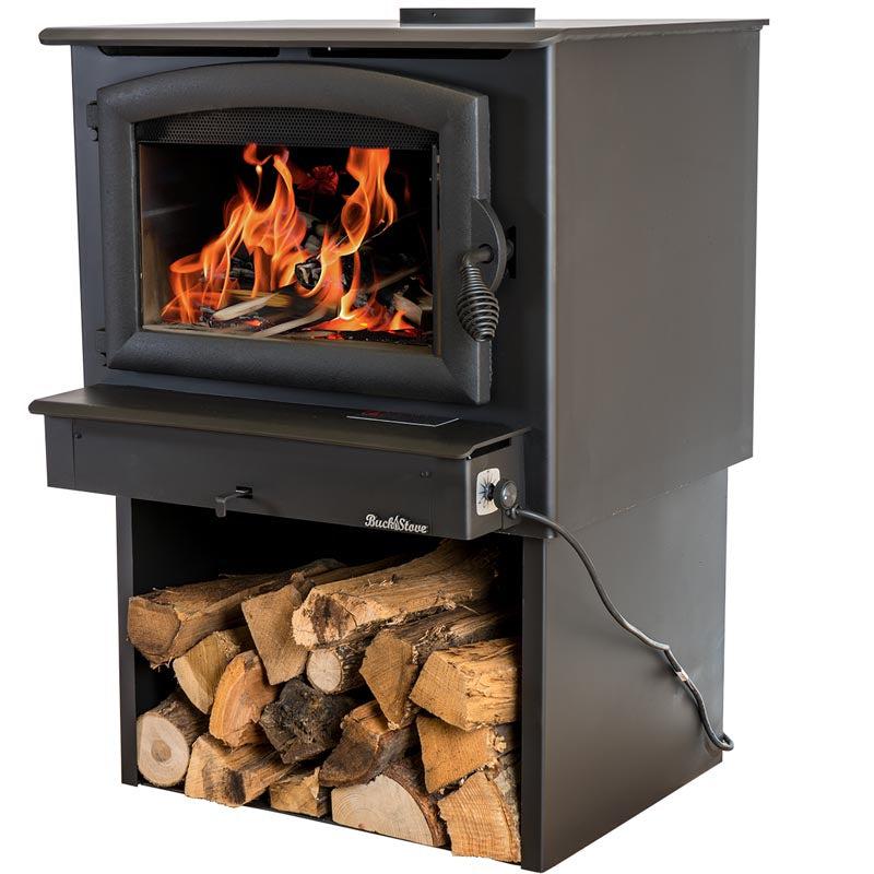 Buck Stove Model 74 Non-Catalytic and Blower Assembly Standard Wood Burning Stove With Pewter Door Finish