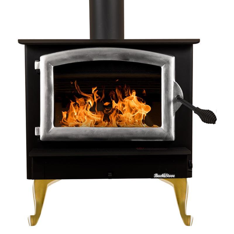 Buck Stove Model 74 Non-Catalytic and Blower Assembly Standard Wood Burning Stove With Pewter Door Finish