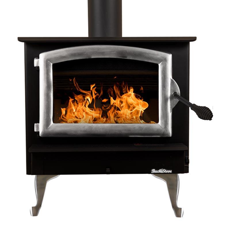 Buck Stove Model 74 Non-Catalytic and Blower Assembly Standard Wood Burning Stove With Pewter Door Finish