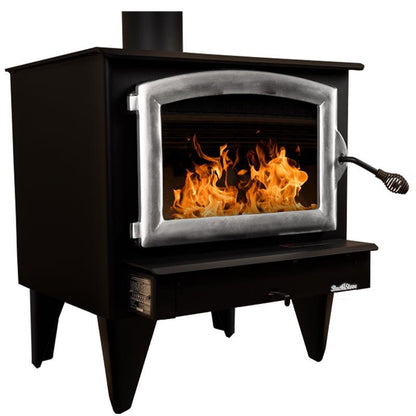 Buck Stove Model 74 Non-Catalytic and Blower Assembly Standard Wood Burning Stove With Pewter Door Finish
