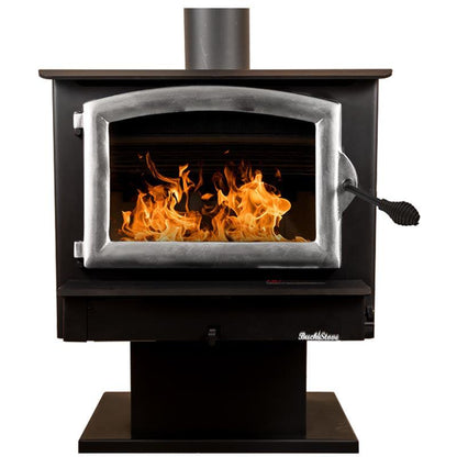 Buck Stove Model 74 Non-Catalytic and Blower Assembly Standard Wood Burning Stove With Pewter Door Finish