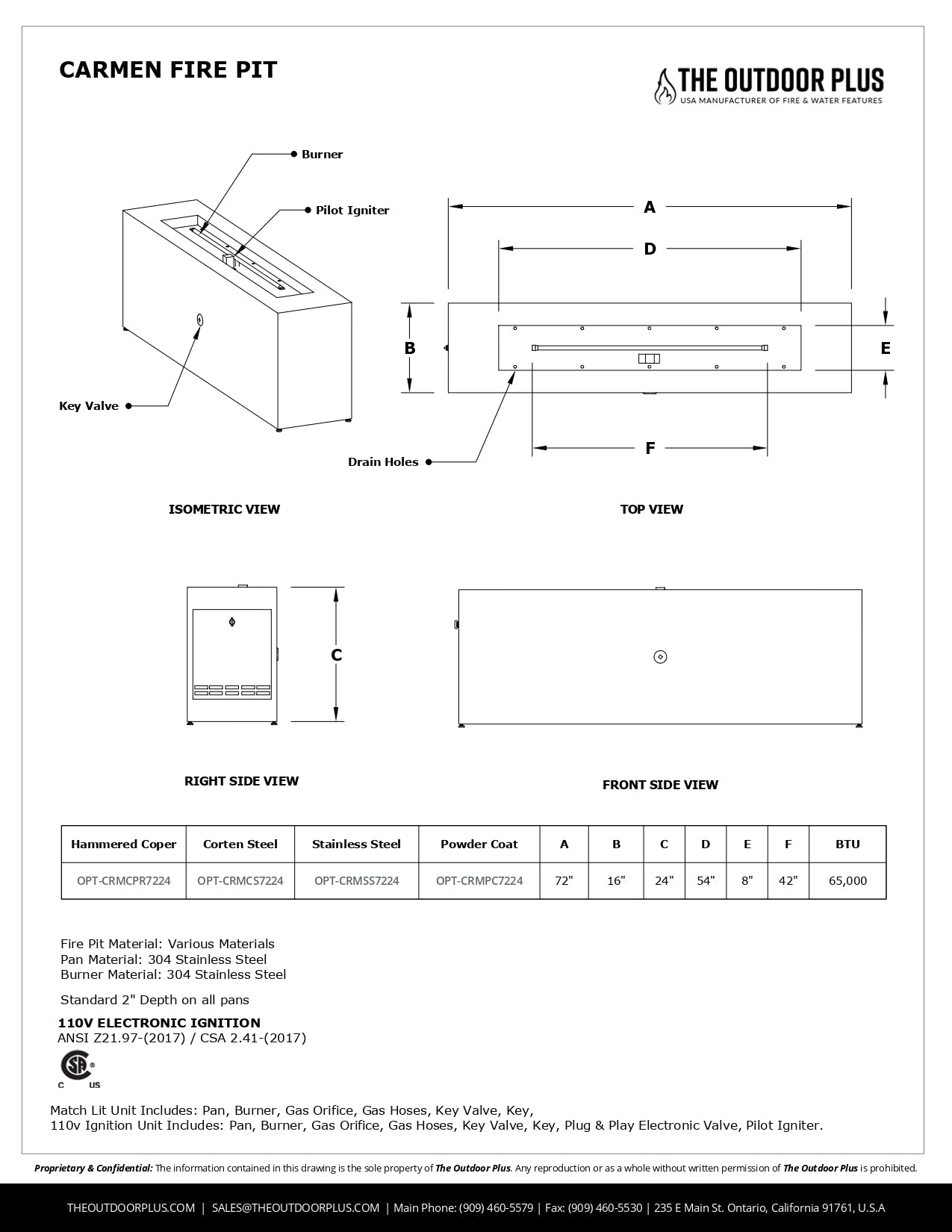 Carmen Metal Fire Pit by The Outdoor Plus - Free Cover Included