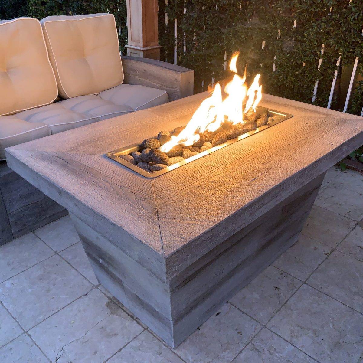 Carson Wood Grain Concrete Fire Pit by The Outdoor Plus - Free Cover Included