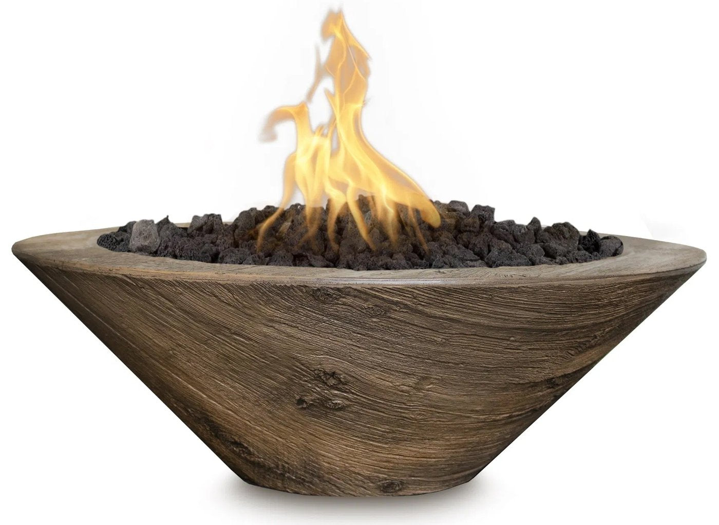 Cazo Wood Grain Concrete Fire Bowl by The Outdoor Plus - Free Cover Included