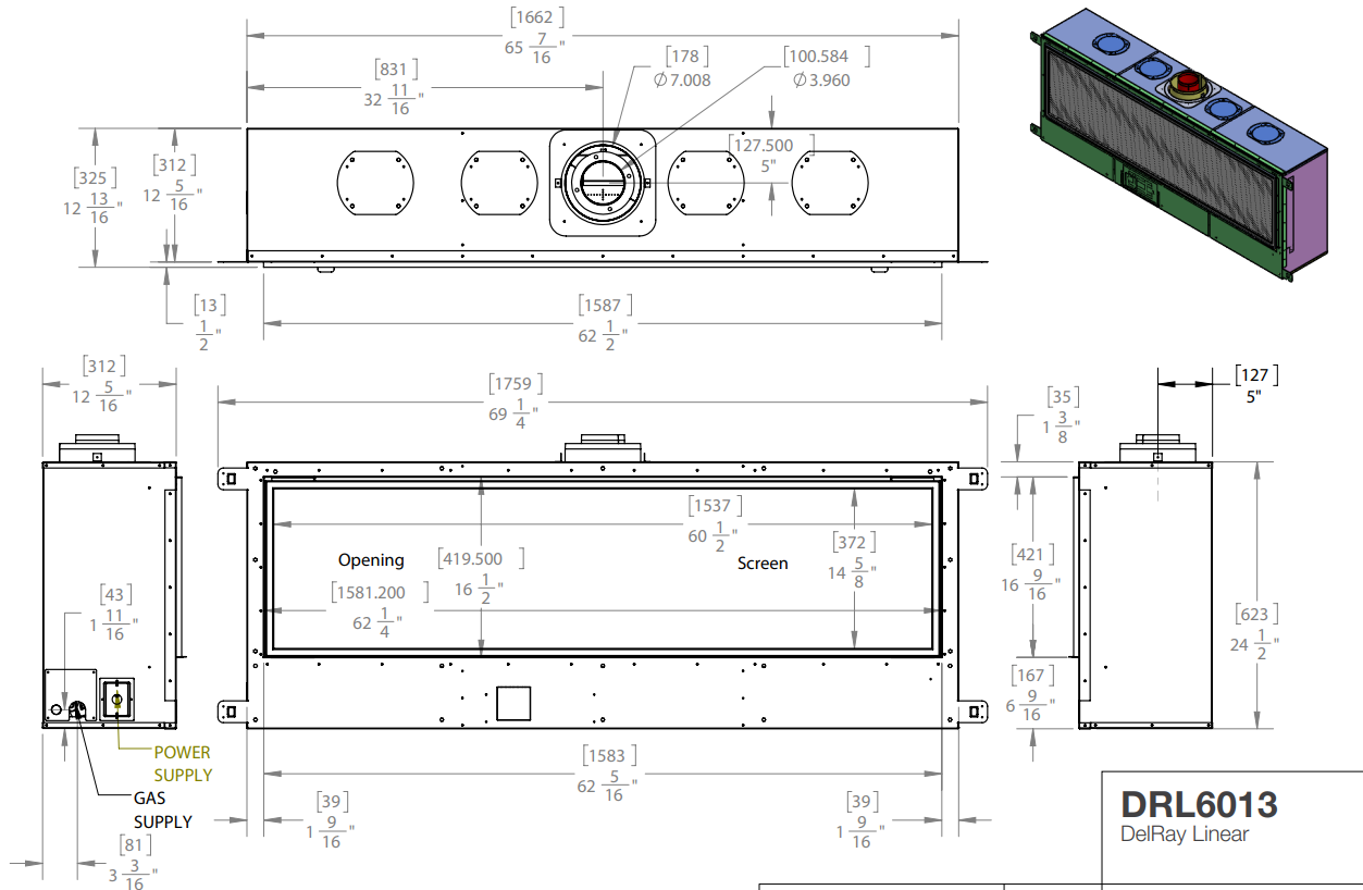 Montigo DelRay Linear DRL6013 Gas Fireplace