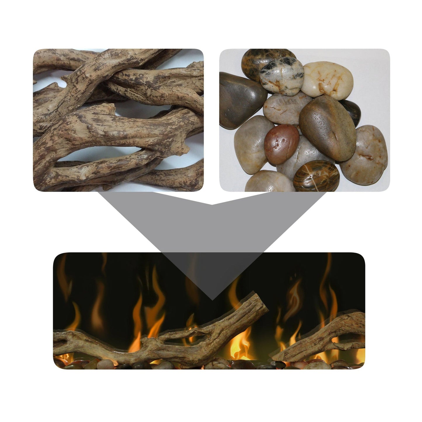 Dimplex Driftwood and River Rock Ember Bed for 50" Ignite XL / Evolve Fireplace
