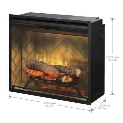 Dimplex Revillusion 24" Built-in Electric Firebox With Herringbone Brick Interior