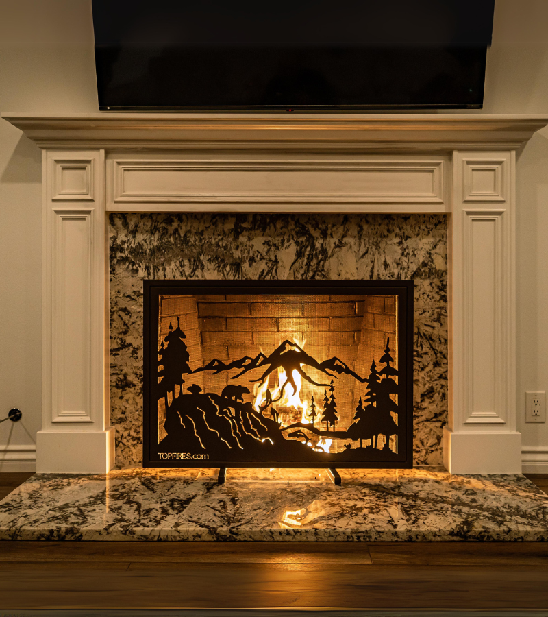 Fireplace Screen 40" X 30" by The Outdoor Plus - Powder Coated