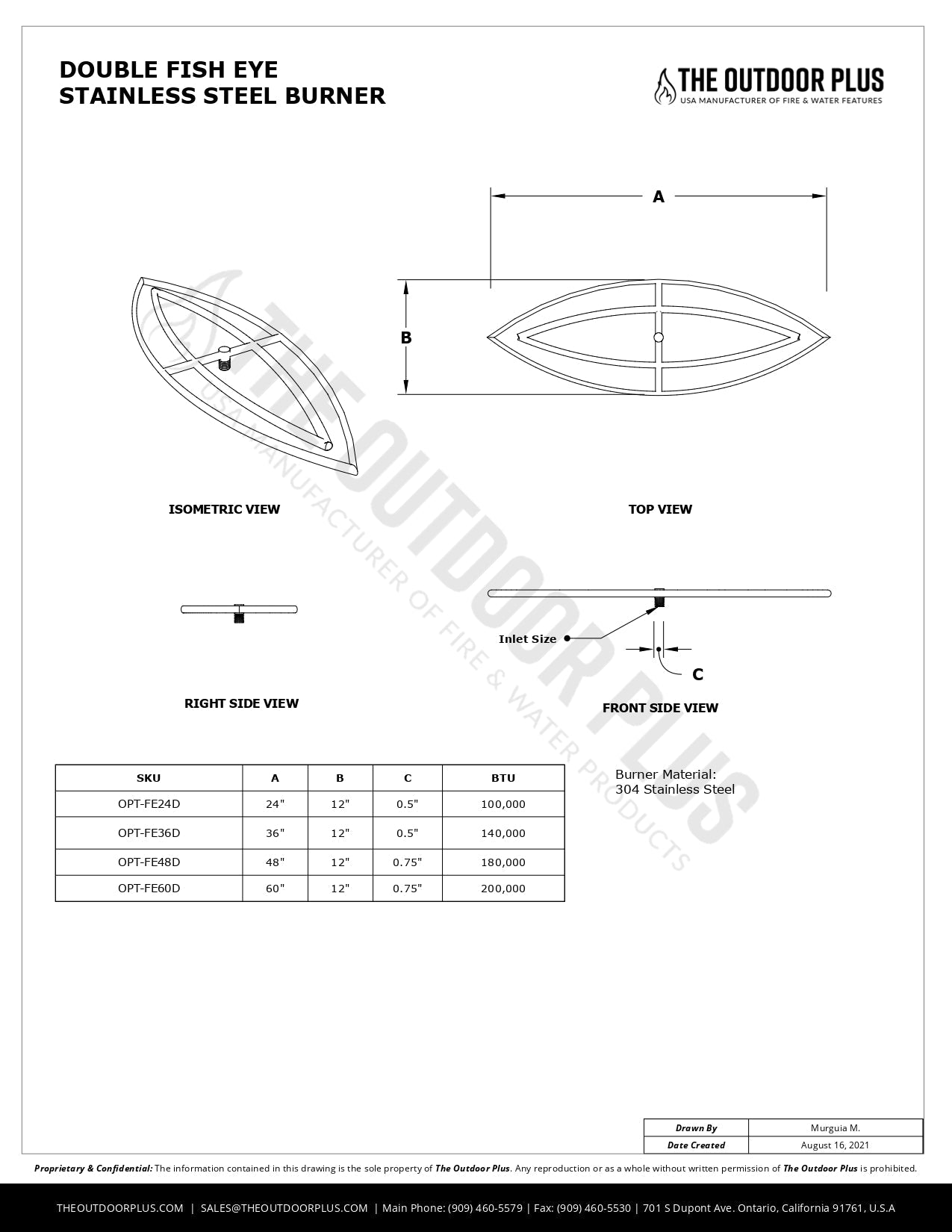Double Fish Eye Stainless Steel Burner by The Outdoor Plus