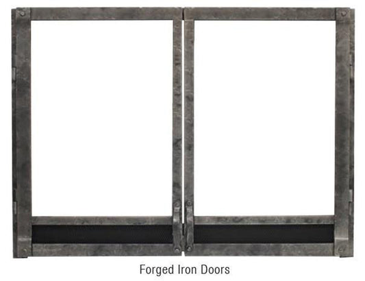Empire Distress Pewter Forged Iron Doors & Frame for 42" Tahoe Clean Face Luxury Fireplace