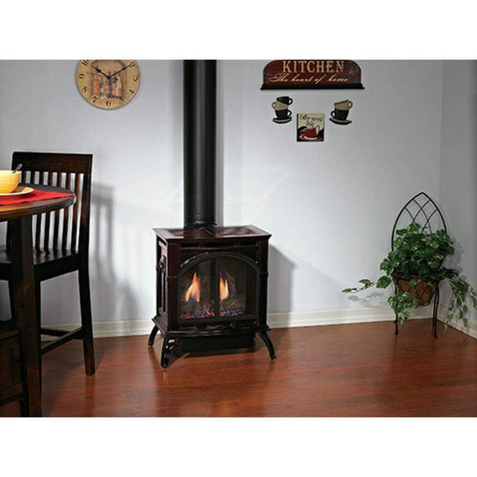 Empire Spirit 22" Porcelain Black Finish Millivolt Control With On/Off Switch, Natural Gas Direct Vent Cast Iron Small Stove