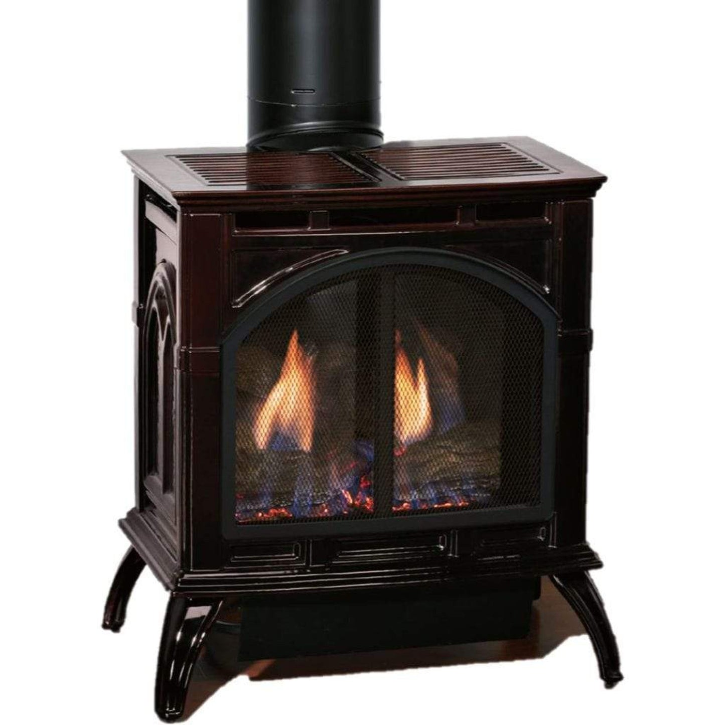 Empire Spirit 22" Porcelain Mahogany Finish Intermittent Pilot Control With On/Off Switch, Propane Gas Direct Vent Cast Iron Small Stove
