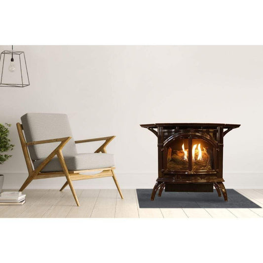 Empire Spirit 28" 25,000 BTU Porcelain Mahogany Finish Intermittent Pilot Control With On/Off Switch, Propane Gas Vent Free Cast Iron Medium Stove