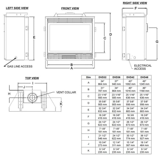Empire Tahoe 42" Intermittent Pilot Control With On/Off Switch and Blower, Natural Gas Direct Vent Deluxe Fireplace