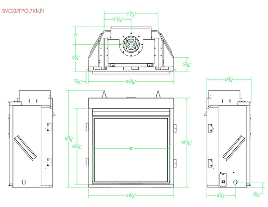 Empire Tahoe Clean Face 32" Millivolt Control With On/Off Switch and Blower, Natural Gas Direct Vent Deluxe Fireplace