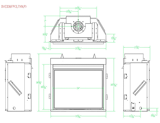 Empire Tahoe Clean Face 36" Intermittent Pilot Control With On/Off Switch, Propane Gas Direct Vent Deluxe Fireplace