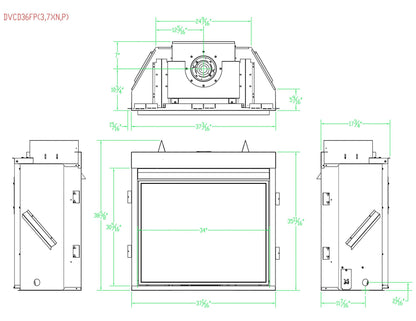 Empire Tahoe Clean Face 36" Millivolt Control With On/Off Switch and Blower, Propane Gas Direct Vent Deluxe Fireplace