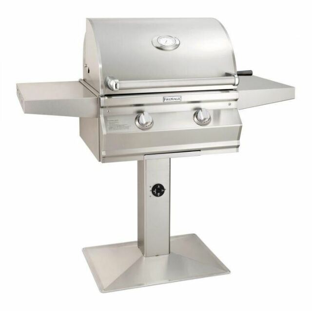 Fire Magic 24" Choice Multi-User Accessible Freestanding Liquid Propane Gas Grill with Analog Thermometer On Patio Post (CMA430S-RT1P-P6)