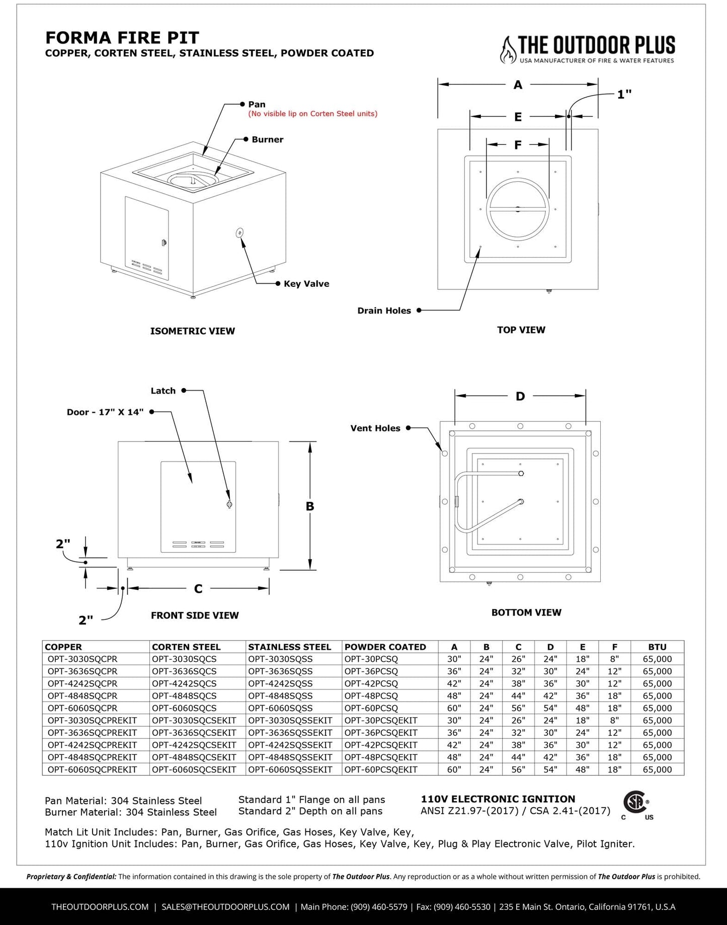 Forma Fire Pit by The Outdoor Plus - Free Cover Included