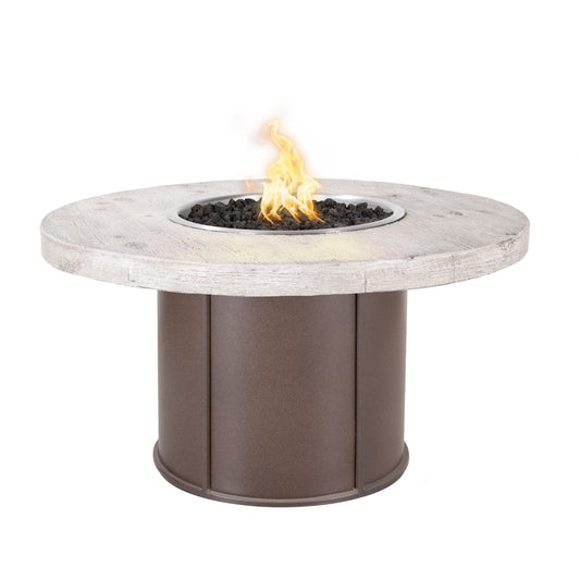 Fresno Wood Grain Concrete and Steel Fire Table by The Outdoor Plus - Free Cover Included