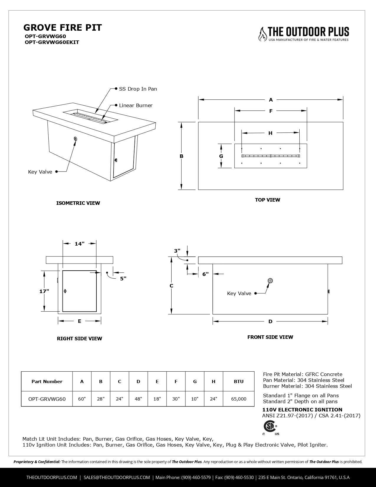 Grove Wood Grain Fire Pit by The Outdoor Plus - Free Cover Included