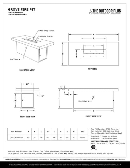 Grove Wood Grain Fire Pit by The Outdoor Plus - Free Cover Included