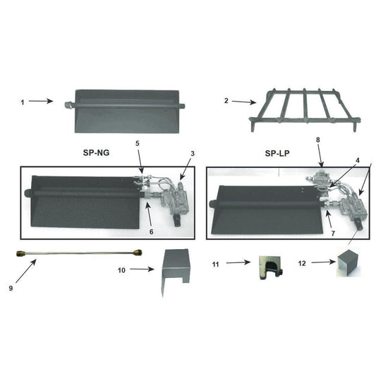 Heatilator 24" Safety Pilot Propane Gas Hearth Kit With Sand Pan Burner for Single-Sided Fireplace