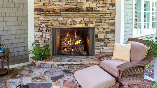 Heatilator Cottagewood 36" Traditional Outdoor Wood Burning Fireplace with Gray Herringbone Refractory