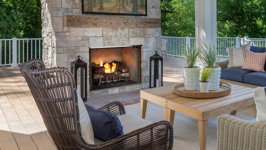 Heatilator Vesper 36" Traditional Outdoor Gas Fireplace With Herringbone Concrete Refractory