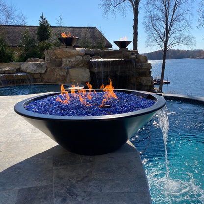 Cazo Concrete Fire & Water Bowl by The Outdoor Plus - Free Cover Included