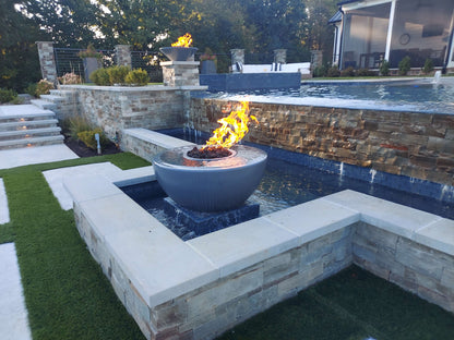 38" Sedona 360° Spill Concrete Fire & Water Bowl by The Outdoor Plus - Free Cover Included