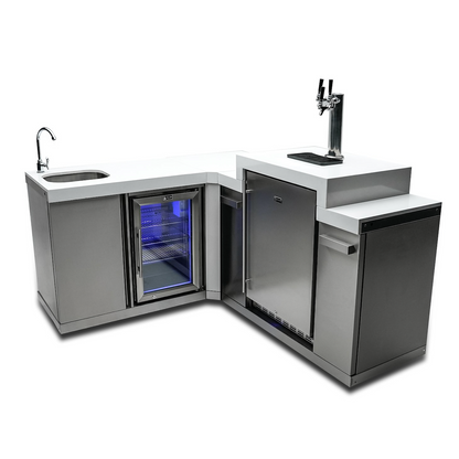 Mont Alpi Beverage Center with 90 Degree Corner and Kegerator - MA-BEV90KEG