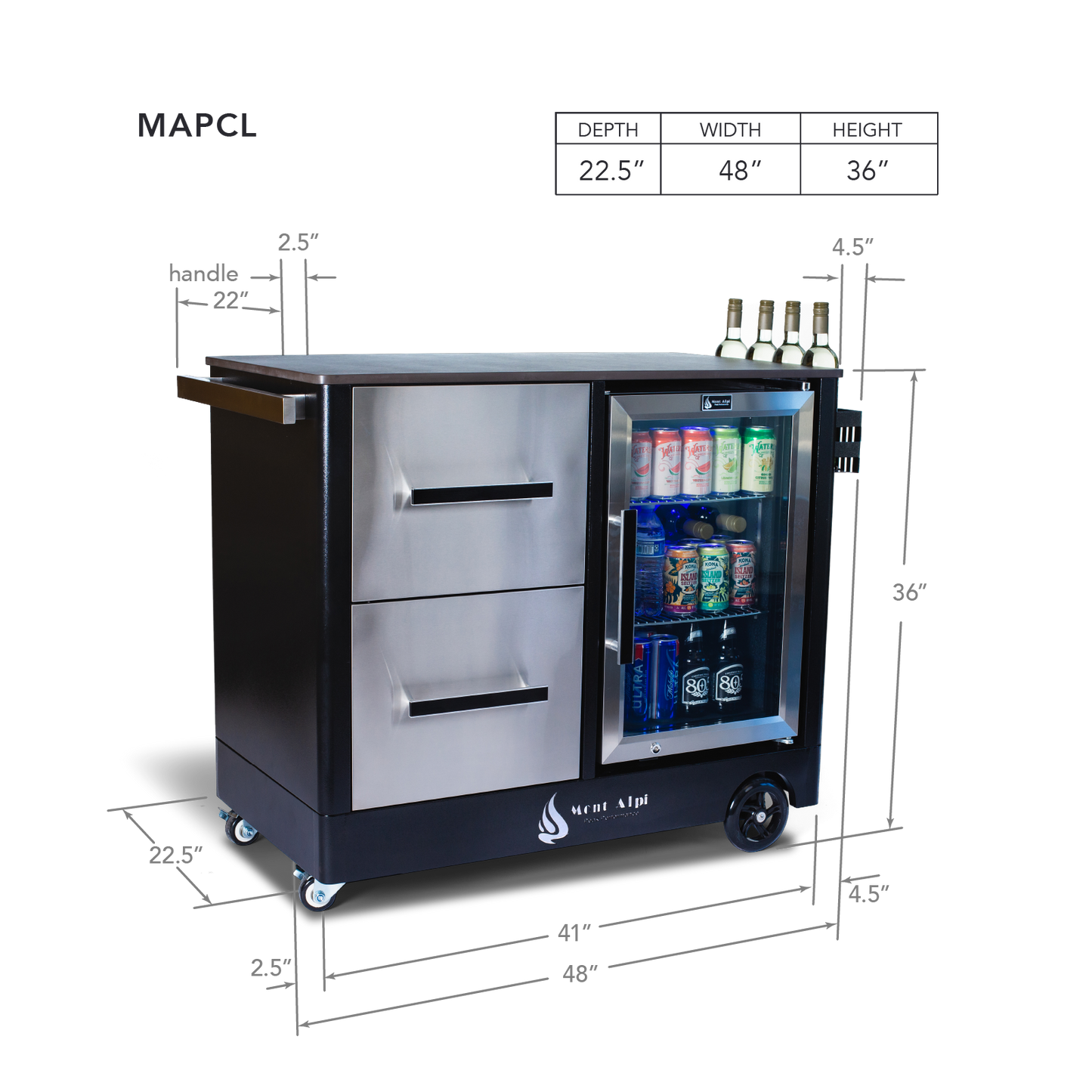 Mont Alpi Mobile Outdoor Prep Center & Bar Cart - MAPCL