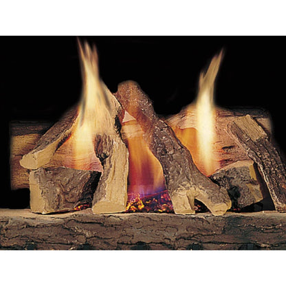 Majestic Campfire 18" 10-Piece Fiber Vented Natural Gas Log Set With Stainless Steel Burner, Hearth Kit and Standing Pilot Ignition System
