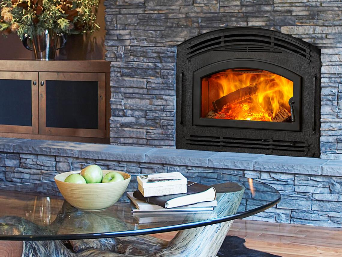Majestic Pioneer II 40" Traditional Wood Burning Fireplace With Classic Black Front and Single Arch Door