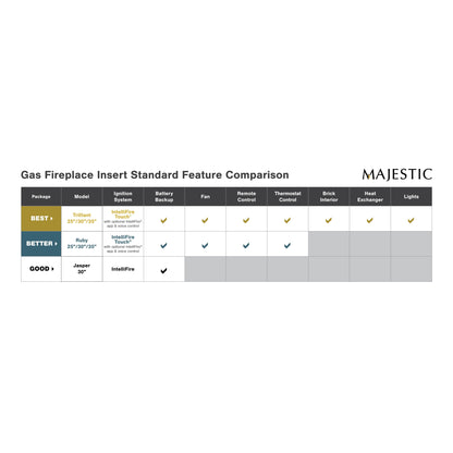 Majestic Ruby 25" Traditional Direct Vent Natural Gas Fireplace Insert With IntelliFire Touch Ignition System