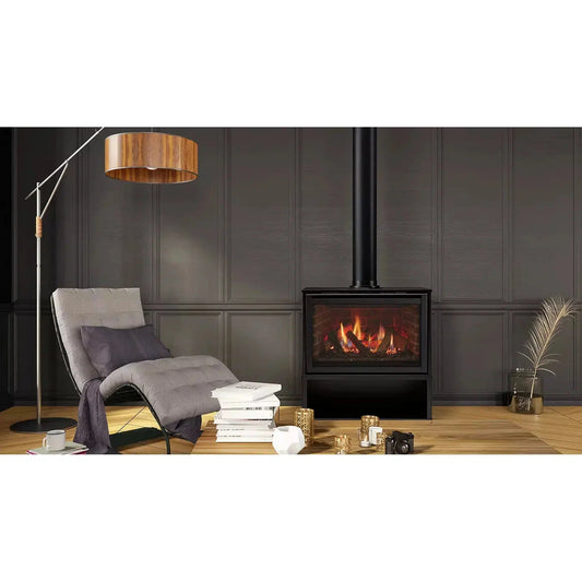 Majestic Ruby 30" Traditional Direct Vent Freestanding Propane Gas Fireplace With Steel Cabinet and IntelliFire Touch Ignition System